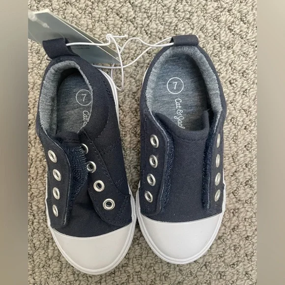 🆕NWT Cat & Jack Dwayne Toddler Navy Blue Slip-On Sneakers size 7 - Picture 4 of 7